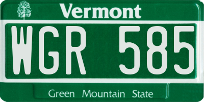 VT license plate WGR585