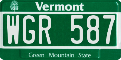 VT license plate WGR587