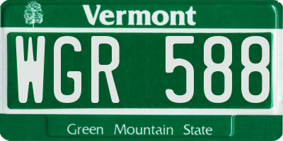 VT license plate WGR588