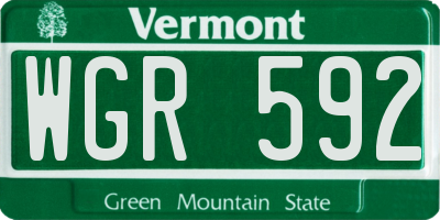 VT license plate WGR592