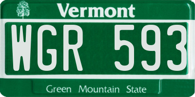 VT license plate WGR593