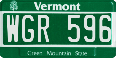 VT license plate WGR596