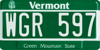 VT license plate WGR597