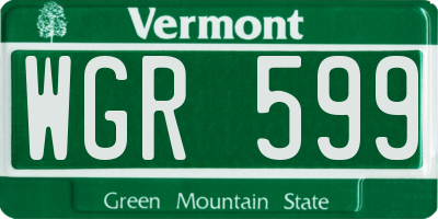 VT license plate WGR599