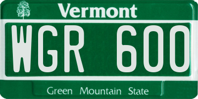 VT license plate WGR600
