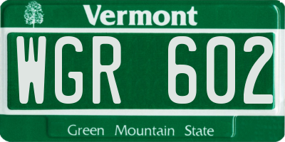 VT license plate WGR602