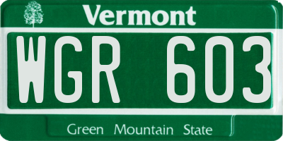 VT license plate WGR603