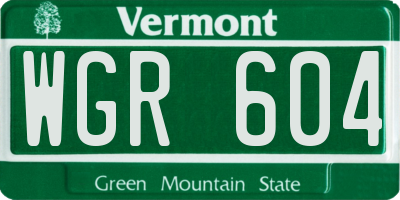 VT license plate WGR604