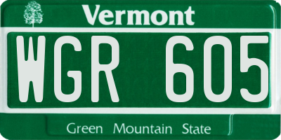 VT license plate WGR605