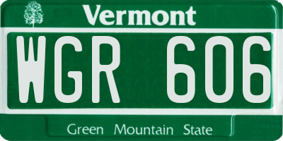 VT license plate WGR606