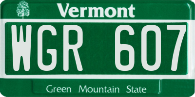 VT license plate WGR607