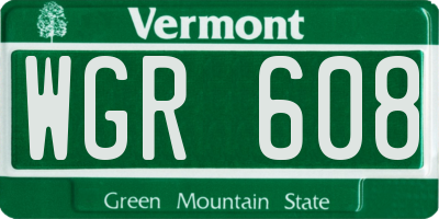 VT license plate WGR608
