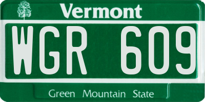 VT license plate WGR609
