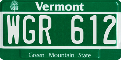 VT license plate WGR612