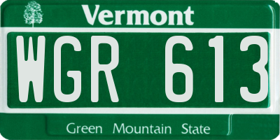 VT license plate WGR613