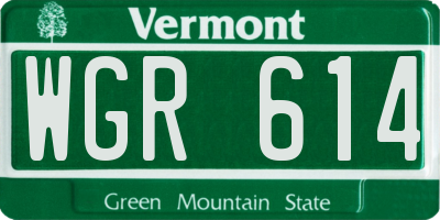 VT license plate WGR614