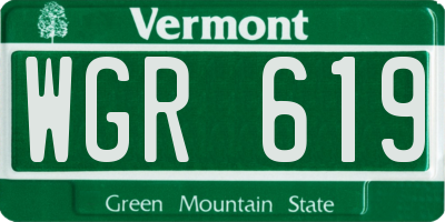 VT license plate WGR619