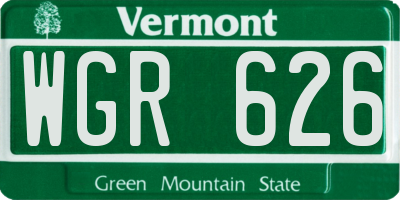 VT license plate WGR626