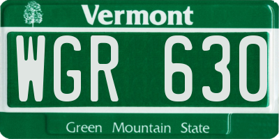 VT license plate WGR630