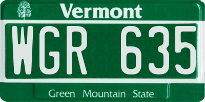 VT license plate WGR635