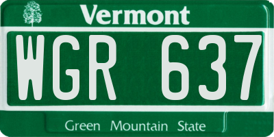 VT license plate WGR637