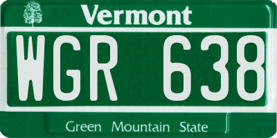 VT license plate WGR638