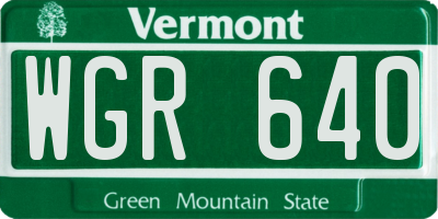 VT license plate WGR640