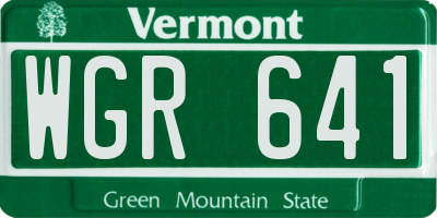 VT license plate WGR641