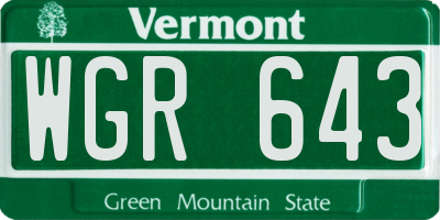 VT license plate WGR643