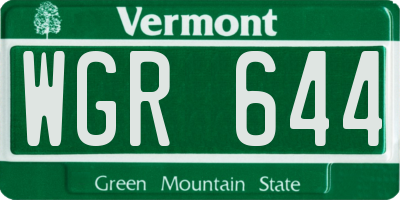 VT license plate WGR644