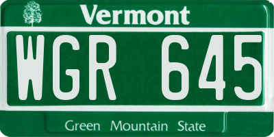 VT license plate WGR645