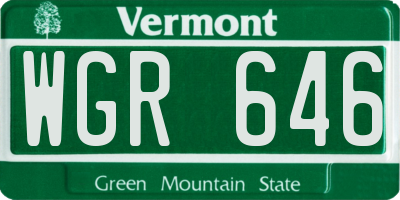 VT license plate WGR646
