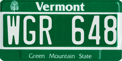 VT license plate WGR648