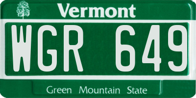 VT license plate WGR649