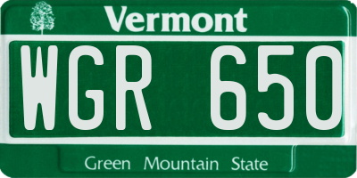 VT license plate WGR650