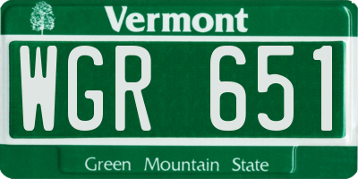 VT license plate WGR651