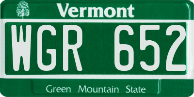 VT license plate WGR652
