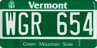 VT license plate WGR654