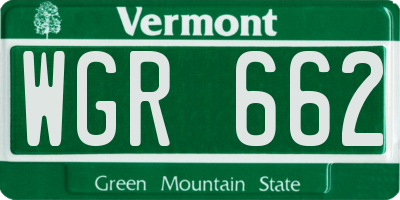 VT license plate WGR662