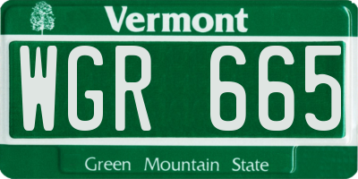 VT license plate WGR665