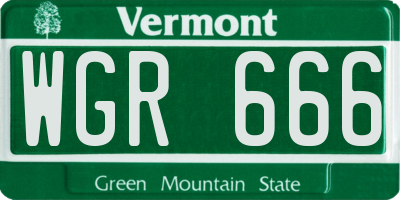 VT license plate WGR666