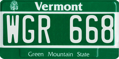 VT license plate WGR668