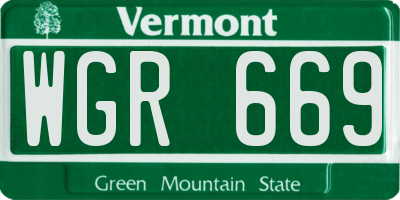 VT license plate WGR669
