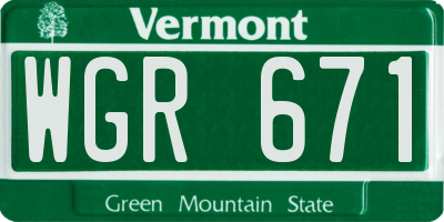 VT license plate WGR671