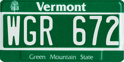 VT license plate WGR672