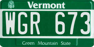 VT license plate WGR673