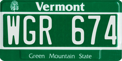 VT license plate WGR674