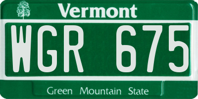 VT license plate WGR675