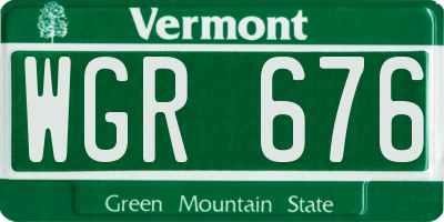 VT license plate WGR676