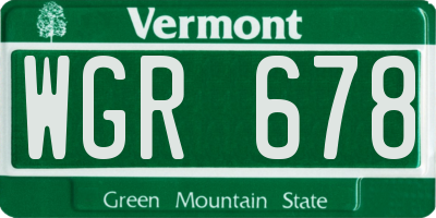 VT license plate WGR678
